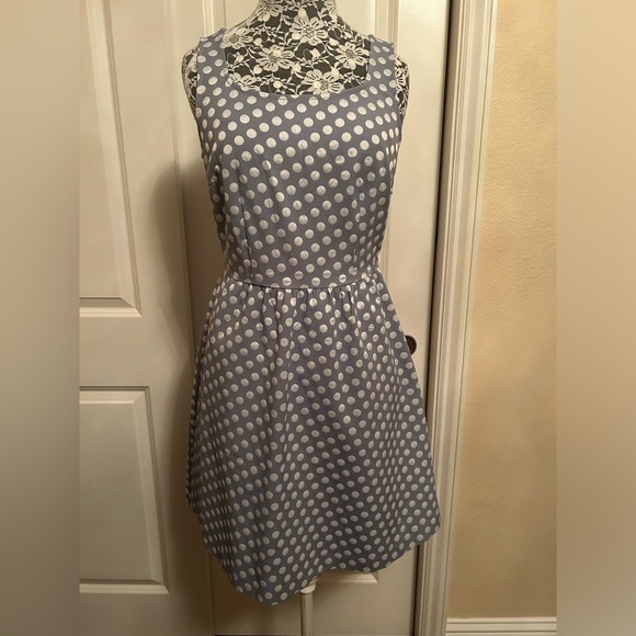 NWT The Limited Polka Dot Sleeveless Dress in grayish blue, size 2 - Picture 1 of 5